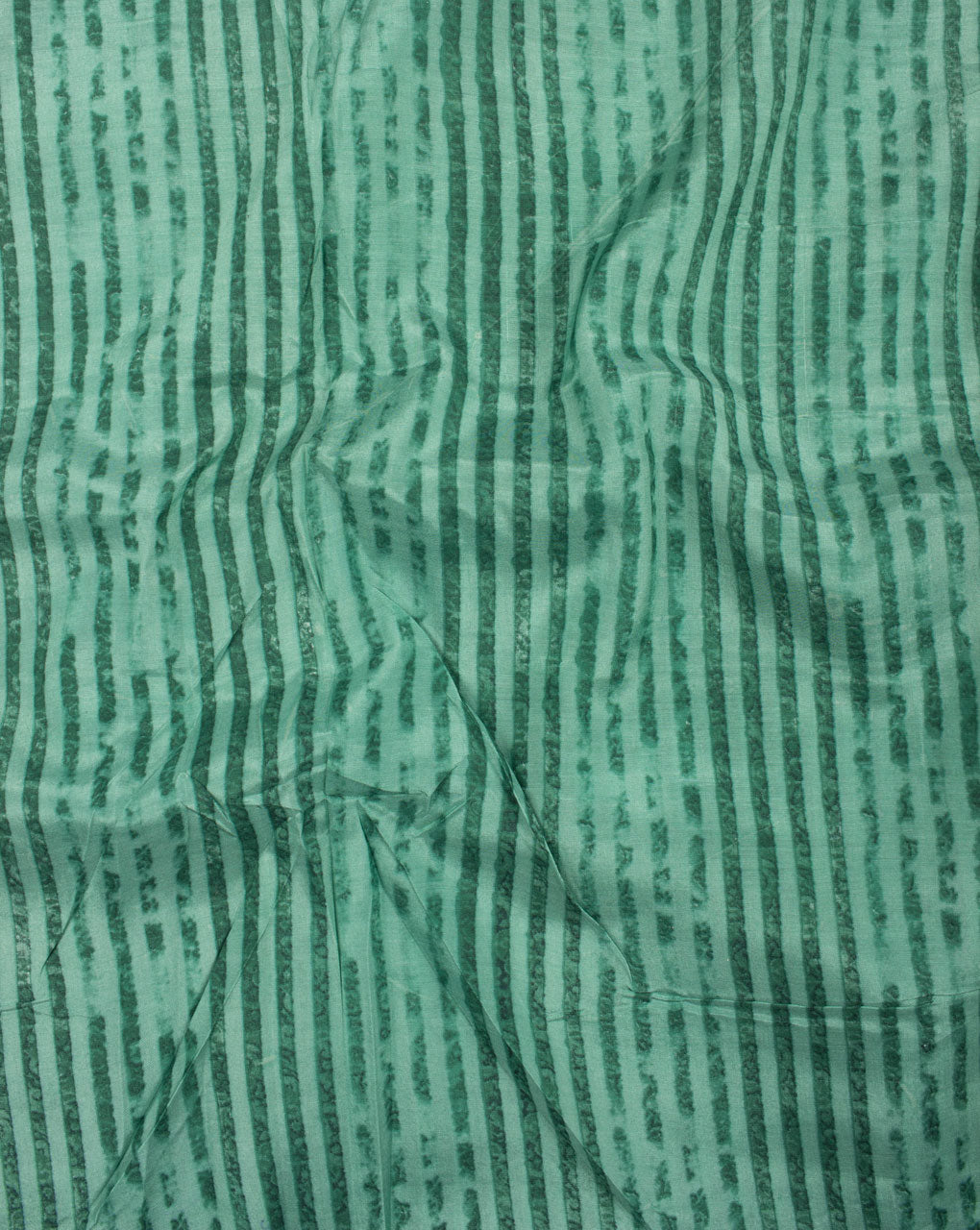 Sage Green Brown Stripes Discharge Screen Print Muslin Fabric - Fabriclore.com