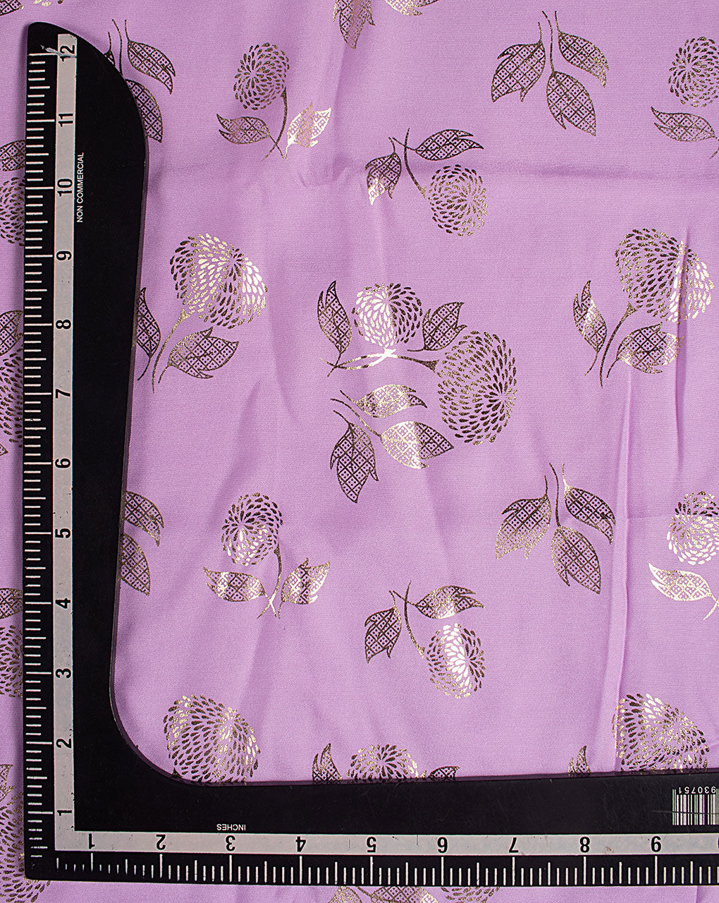 ( Pre Cut 1.5 MTR ) Purple Foil Screen Print Viscose Muslin Fabric