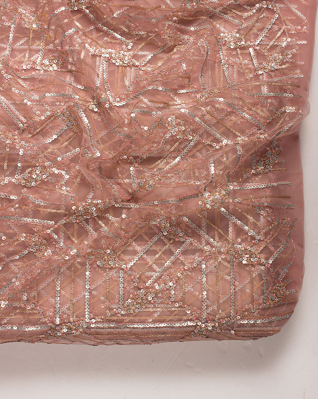 Embroidered Sequins Work Net Fabric - Fabriclore.com