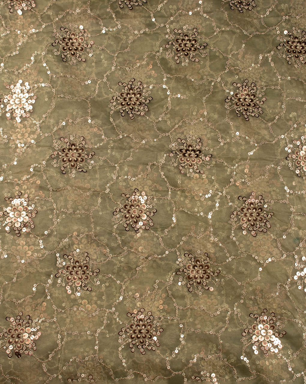 Embroidered Sequins Work Organza Fabric - Fabriclore.com