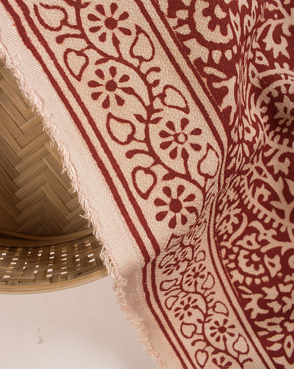 Bagh Print Hand Block Dobby Rayon Fabric - Fabriclore.com
