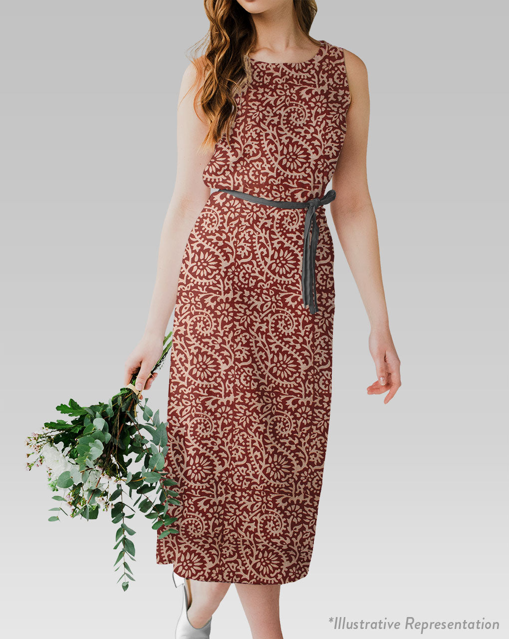 Bagh Print Hand Block Dobby Rayon Fabric - Fabriclore.com