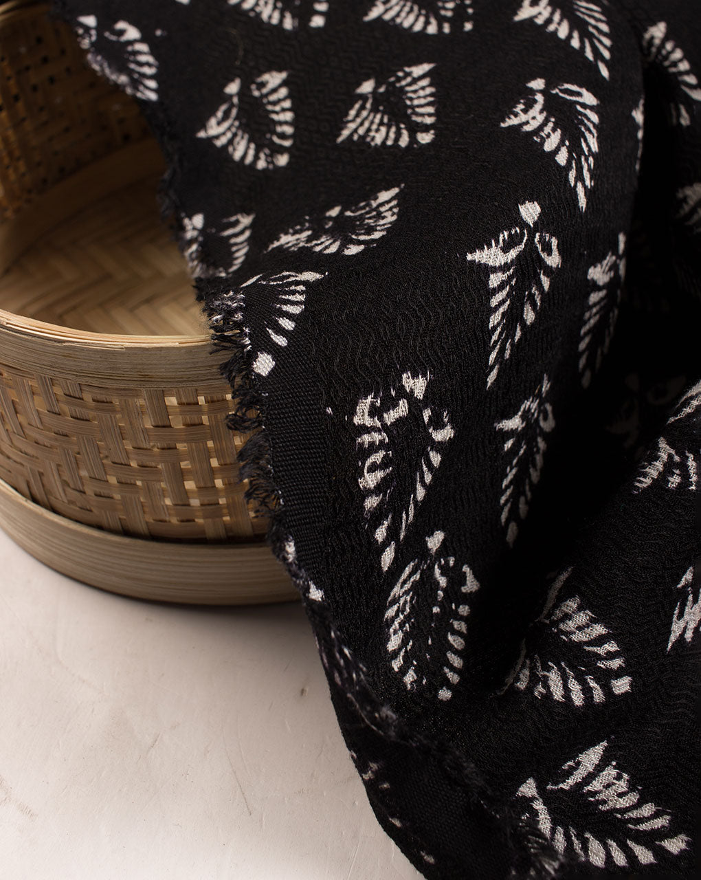 Monochrome Hand Block Rayon Dobby Fabric - Fabriclore.com