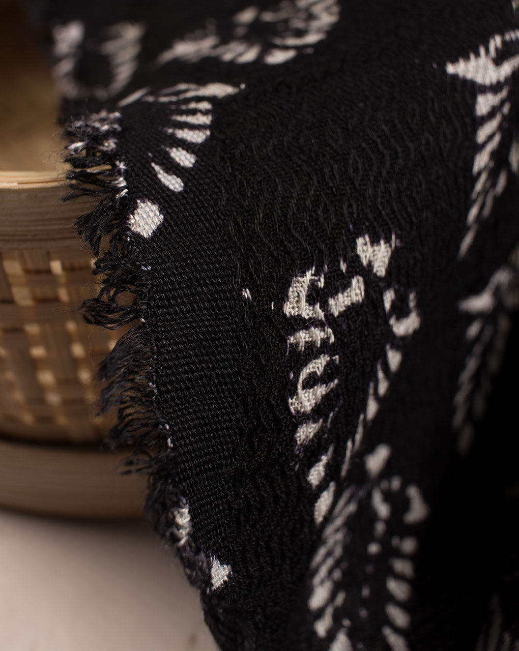 Monochrome Hand Block Rayon Dobby Fabric - Fabriclore.com