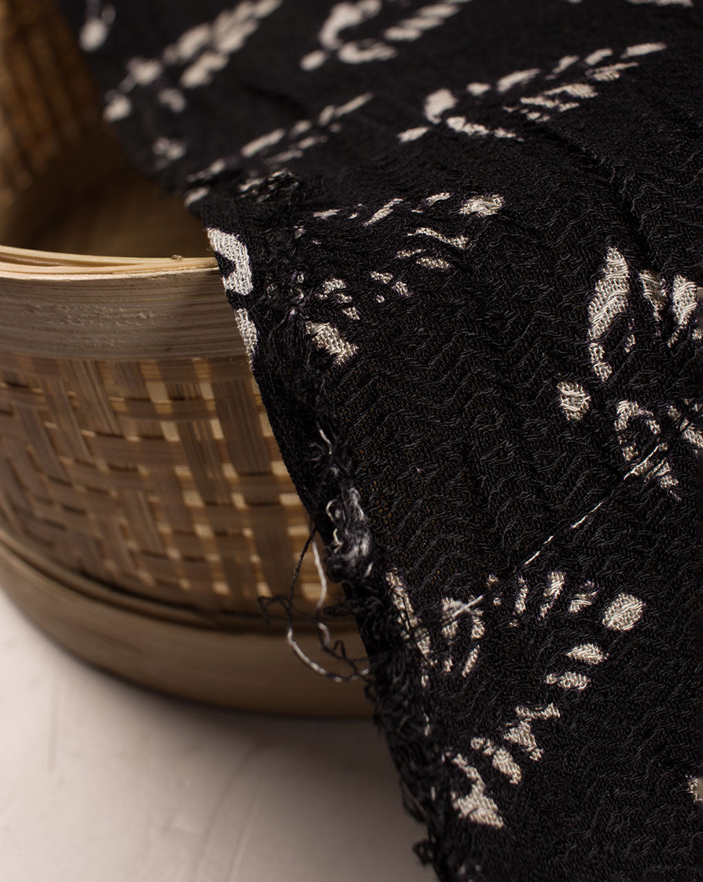 Monochrome Hand Block Rayon Dobby Fabric - Fabriclore.com