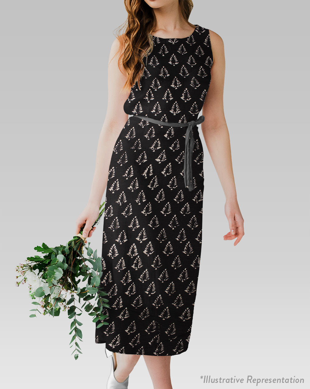Monochrome Hand Block Rayon Dobby Fabric - Fabriclore.com