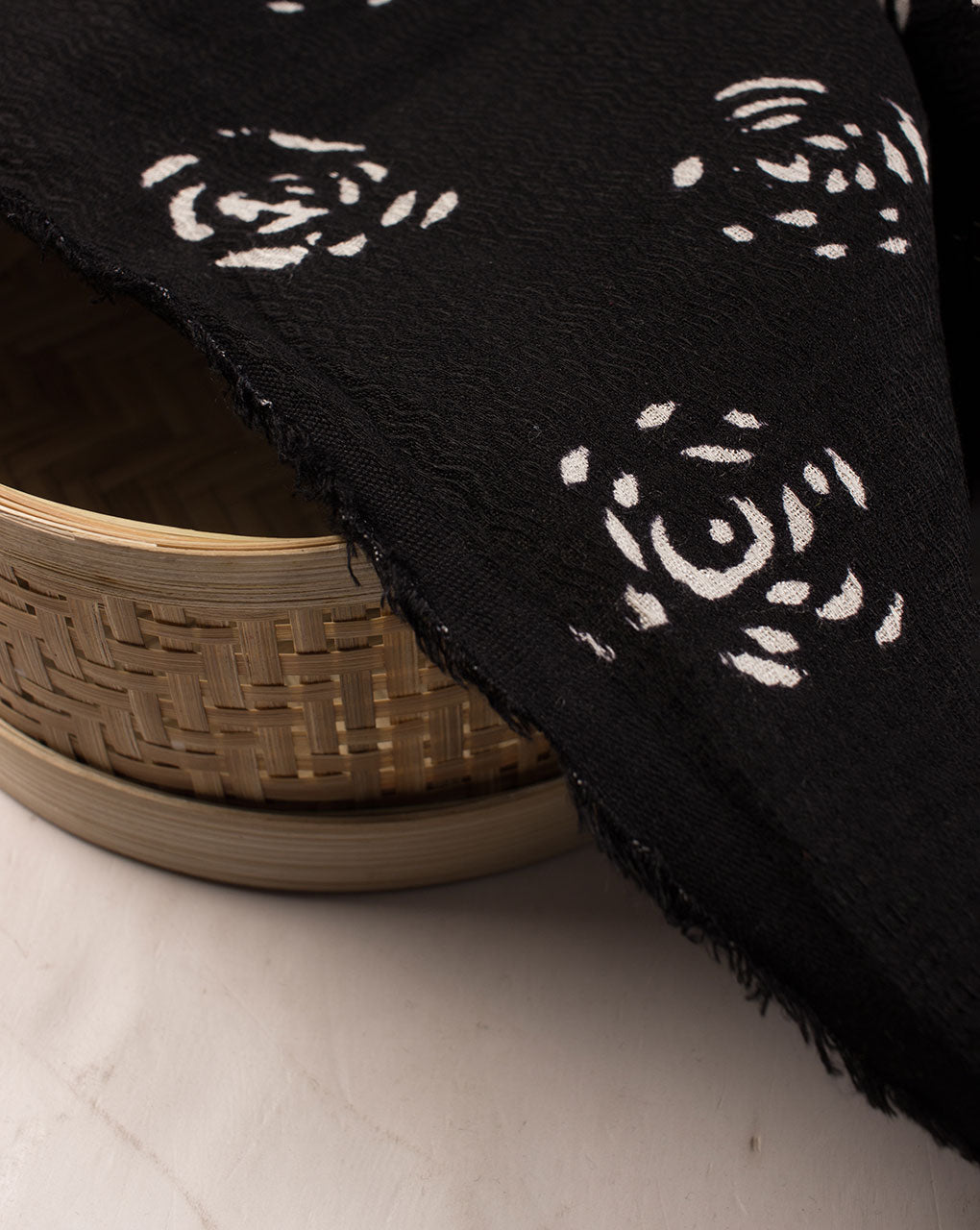 Monochrome Hand Block Rayon Dobby Fabric - Fabriclore.com
