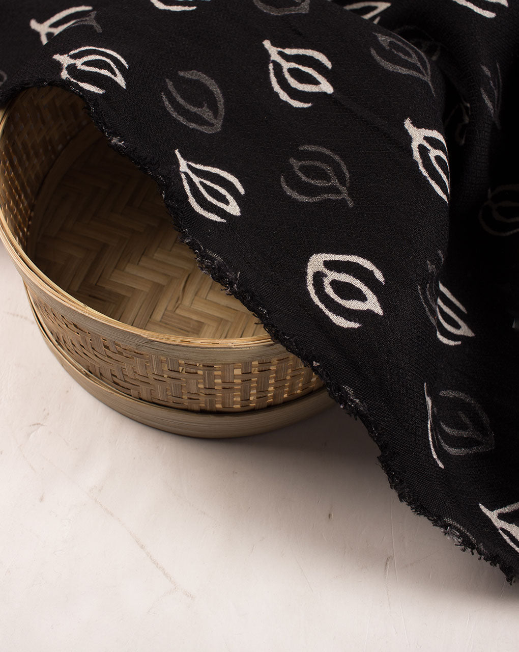Monochrome Hand Block Rayon Dobby Fabric - Fabriclore.com