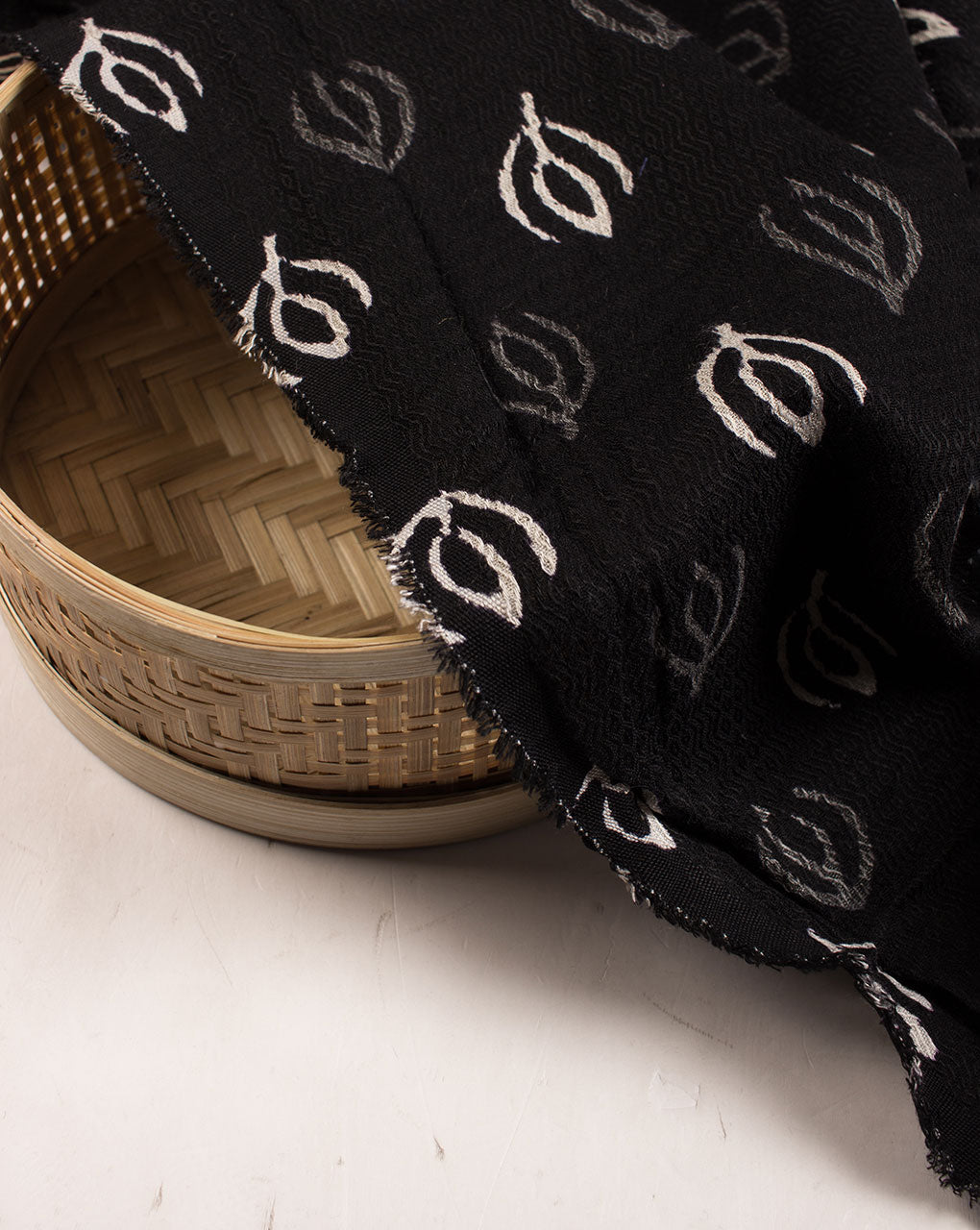 Monochrome Hand Block Rayon Dobby Fabric - Fabriclore.com