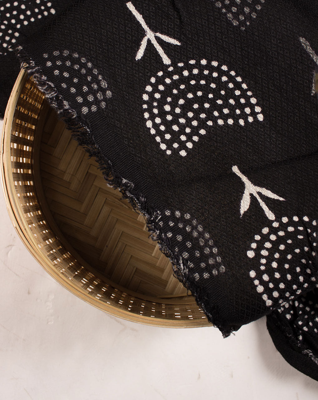 Monochrome Hand Block Rayon Dobby Fabric - Fabriclore.com