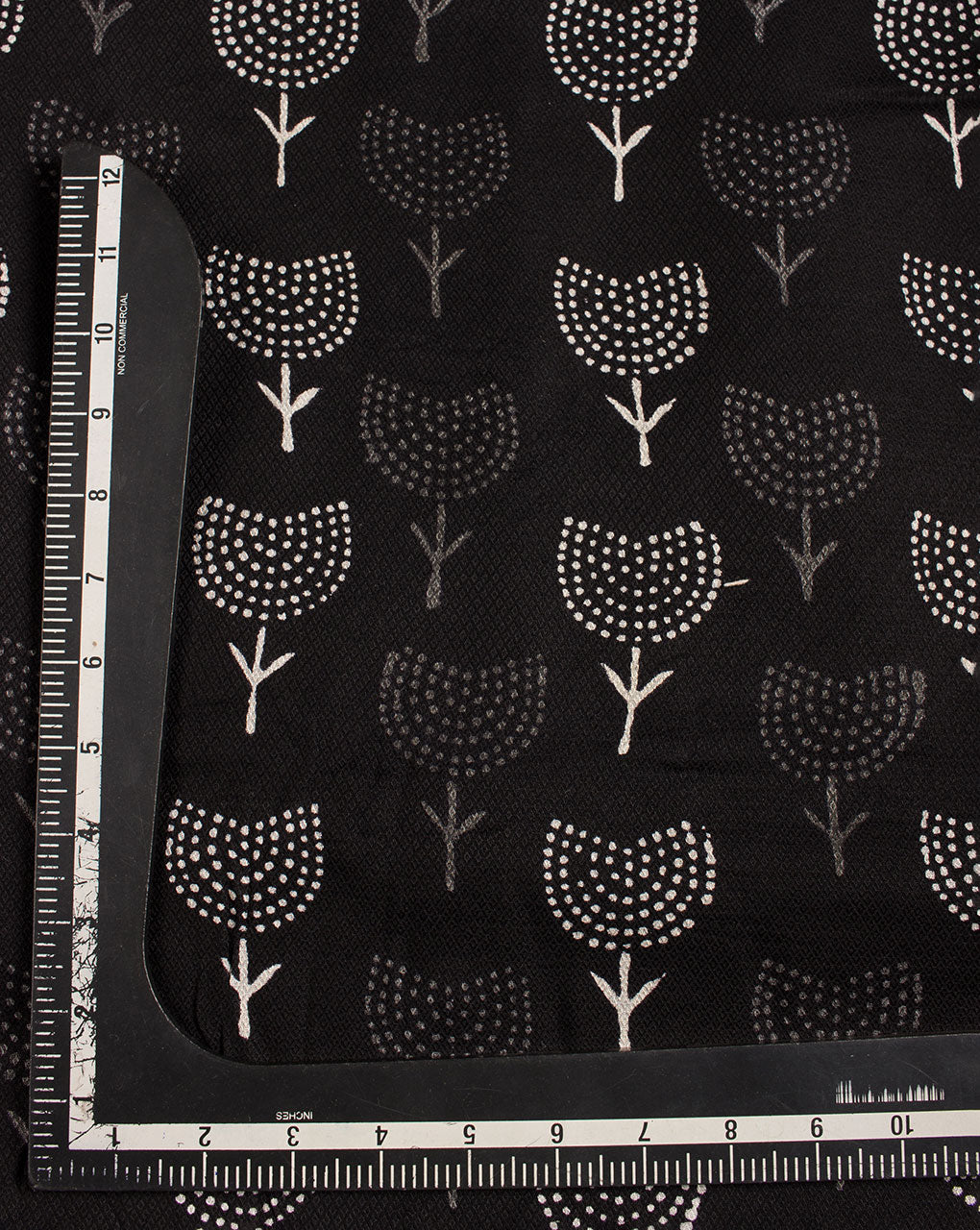 Monochrome Hand Block Rayon Dobby Fabric - Fabriclore.com