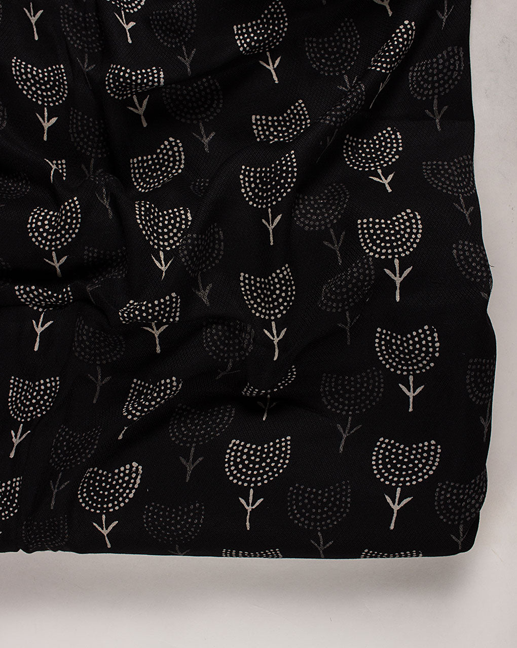 Monochrome Hand Block Rayon Dobby Fabric