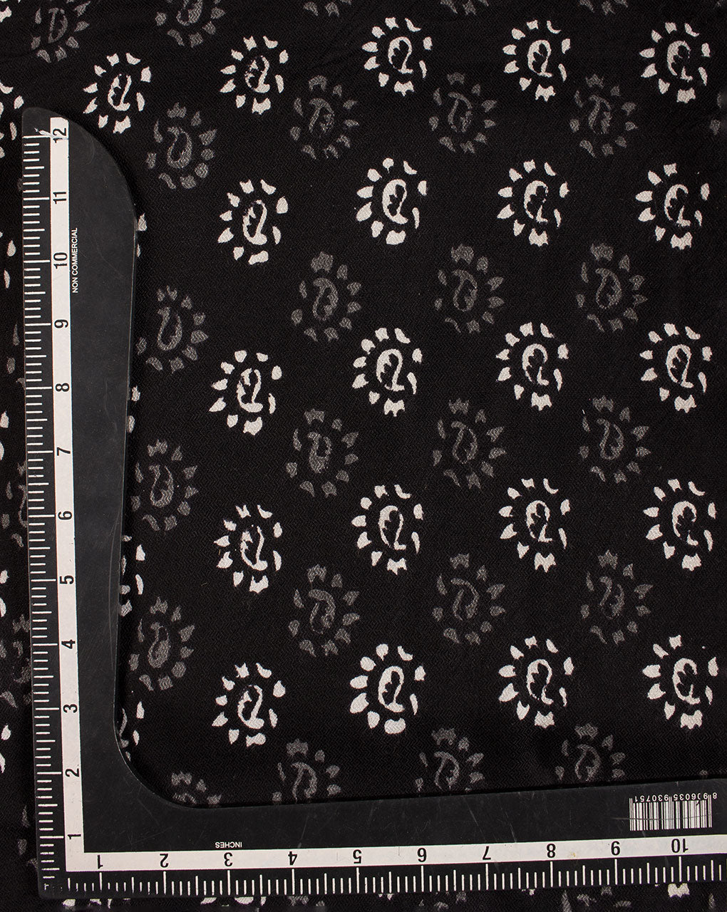 Monochrome Hand Block Rayon Dobby Fabric - Fabriclore.com