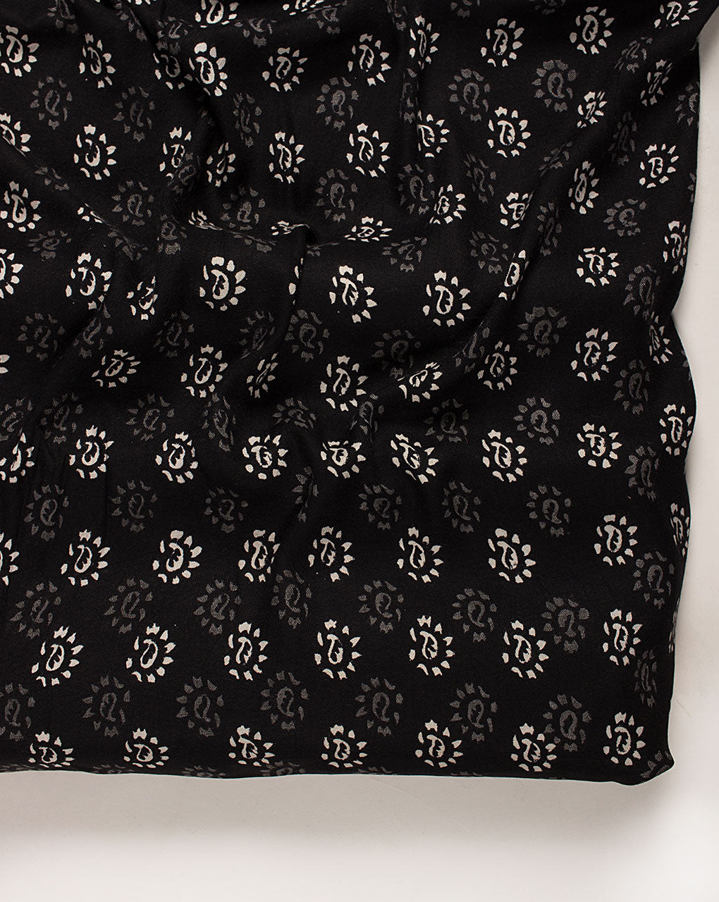 Monochrome Hand Block Rayon Dobby Fabric