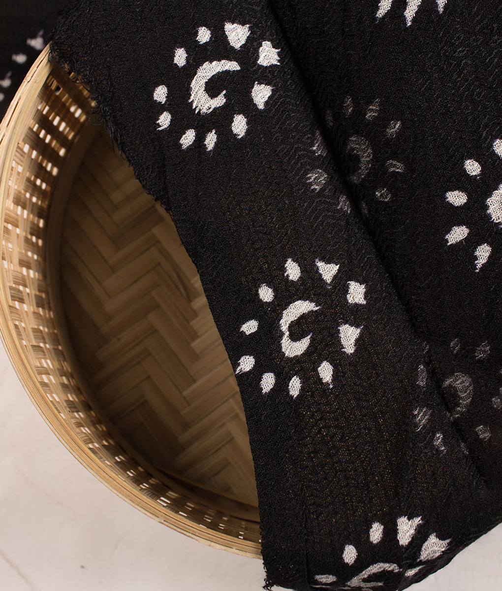 Monochrome Hand Block Rayon Dobby Fabric - Fabriclore.com