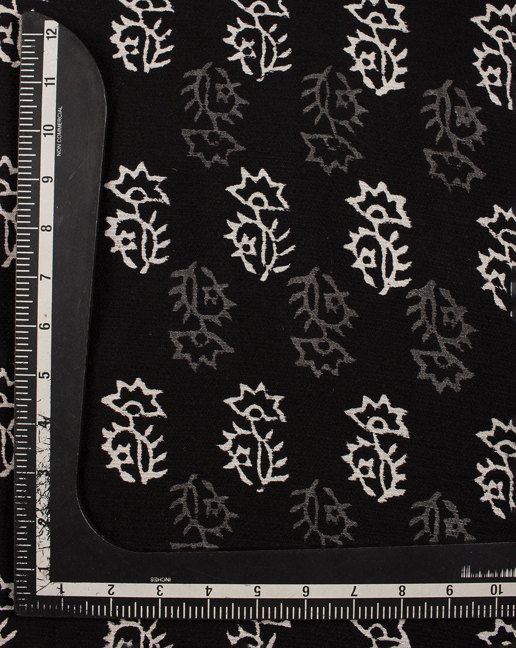Monochrome Hand Block Rayon Dobby Fabric - Fabriclore.com