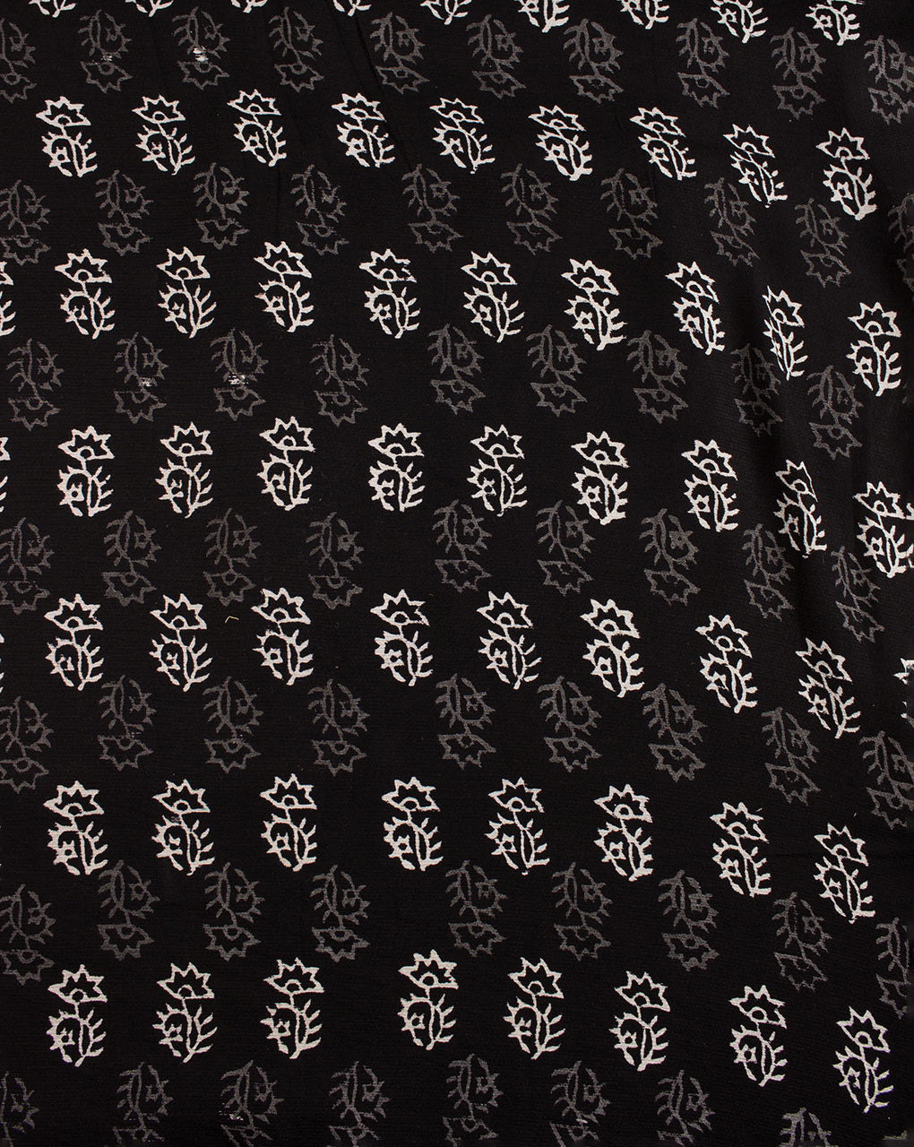 Monochrome Hand Block Rayon Dobby Fabric - Fabriclore.com