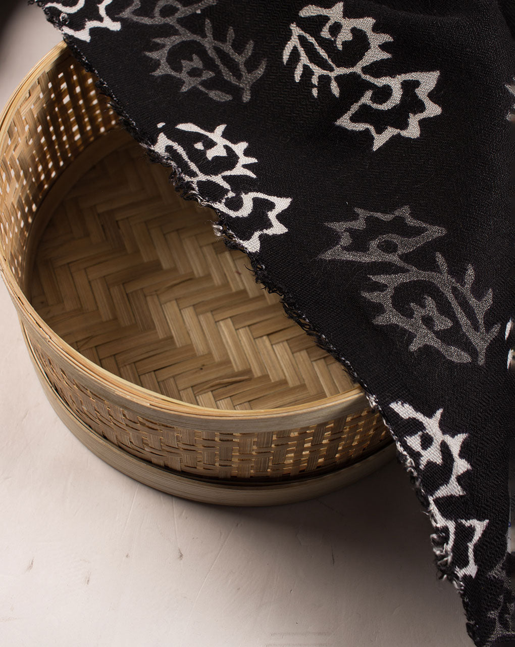 Monochrome Hand Block Rayon Dobby Fabric - Fabriclore.com