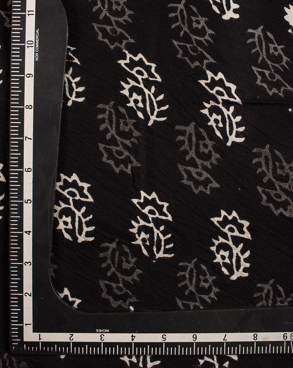 Monochrome Hand Block Rayon Dobby Fabric - Fabriclore.com