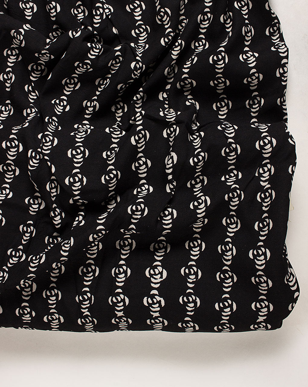Monochrome Hand Block Rayon Dobby Fabric