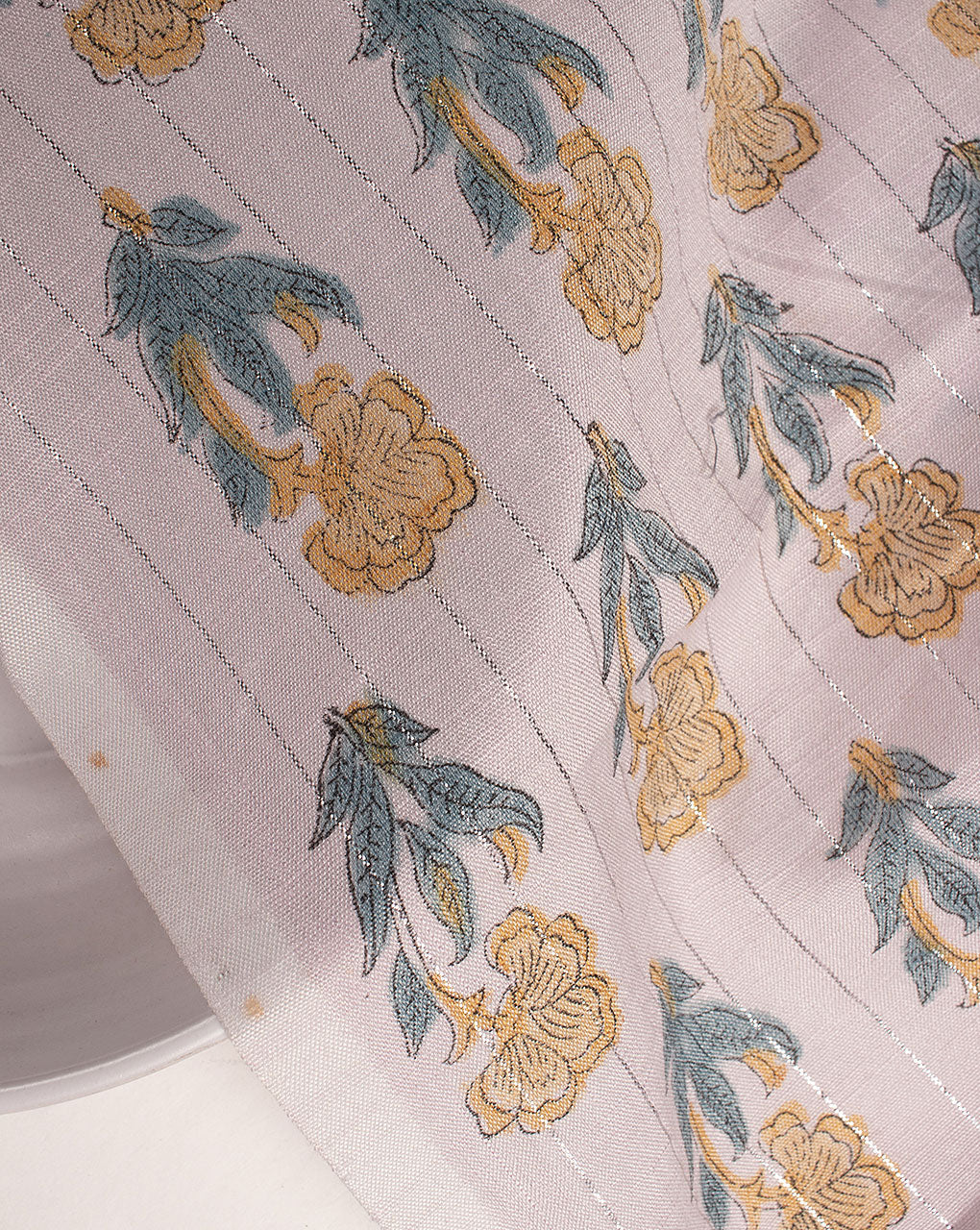 Hand Block Lurex Slub Rayon Fabric