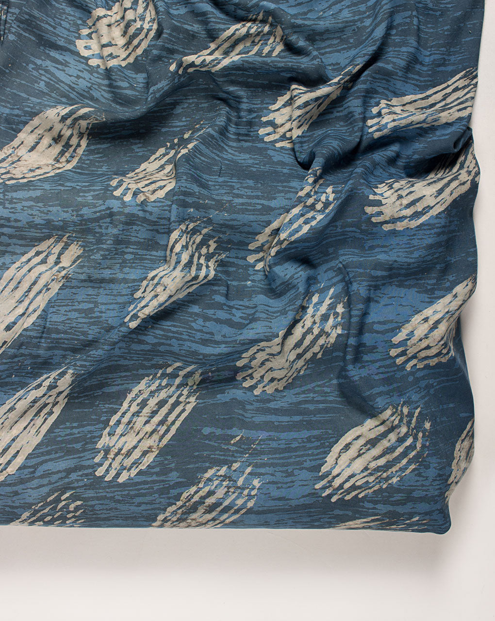 Indigo Hand Block Rayon Modal Fabric