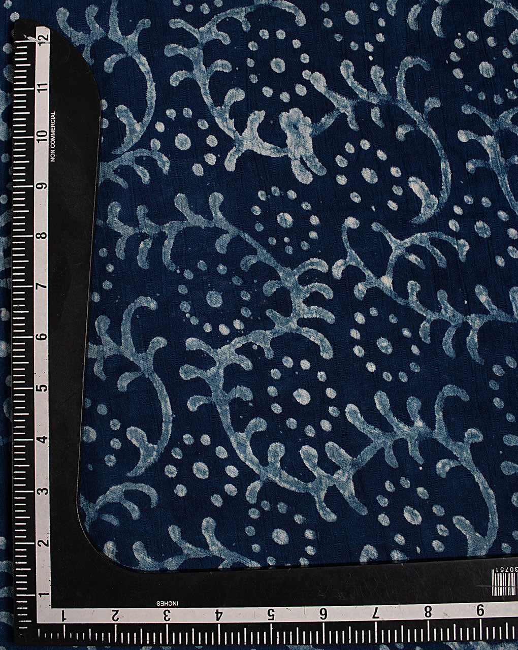 Indigo Hand Block Rayon Crepe Fabric