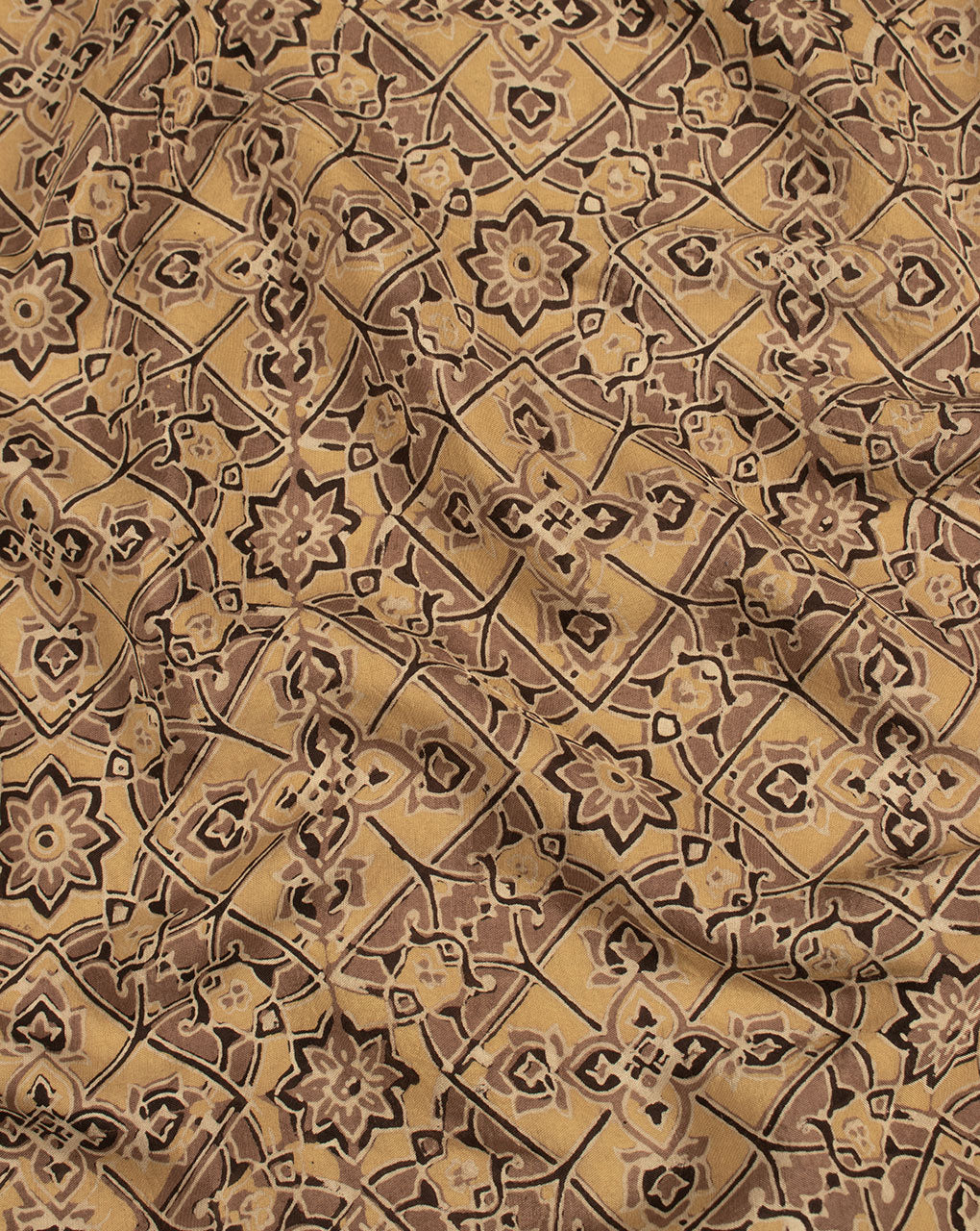 Natural Dye Ajrak Hand Block Santoon Viscose Fabric - Fabriclore.com