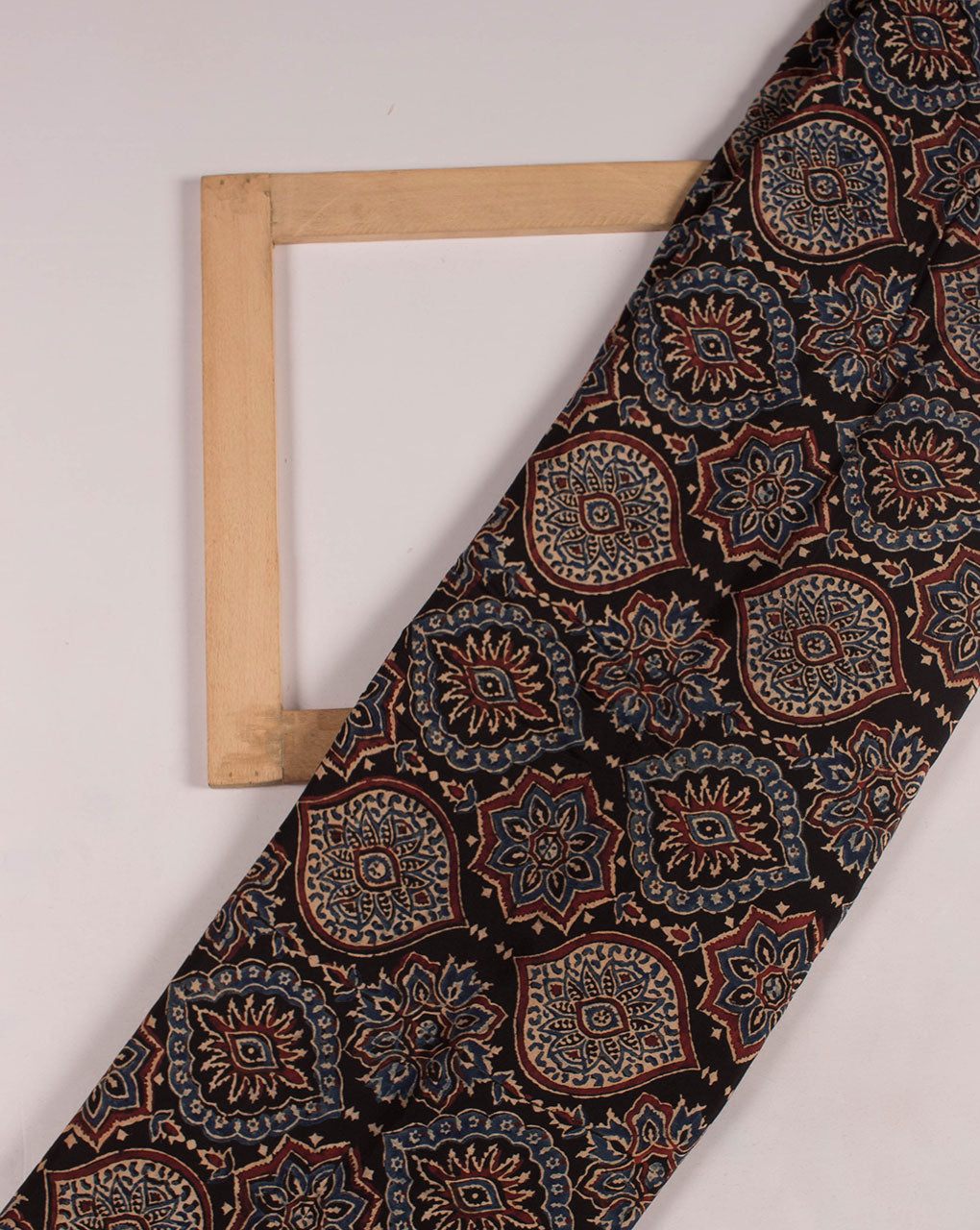 Traditional Natural Dye Ajrak Hand Block Santoon Viscose Fabric - Fabriclore.com