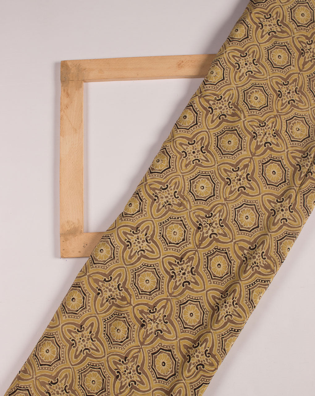 Floral Natural Dye Ajrak Hand Block Santoon Viscose Fabric - Fabriclore.com