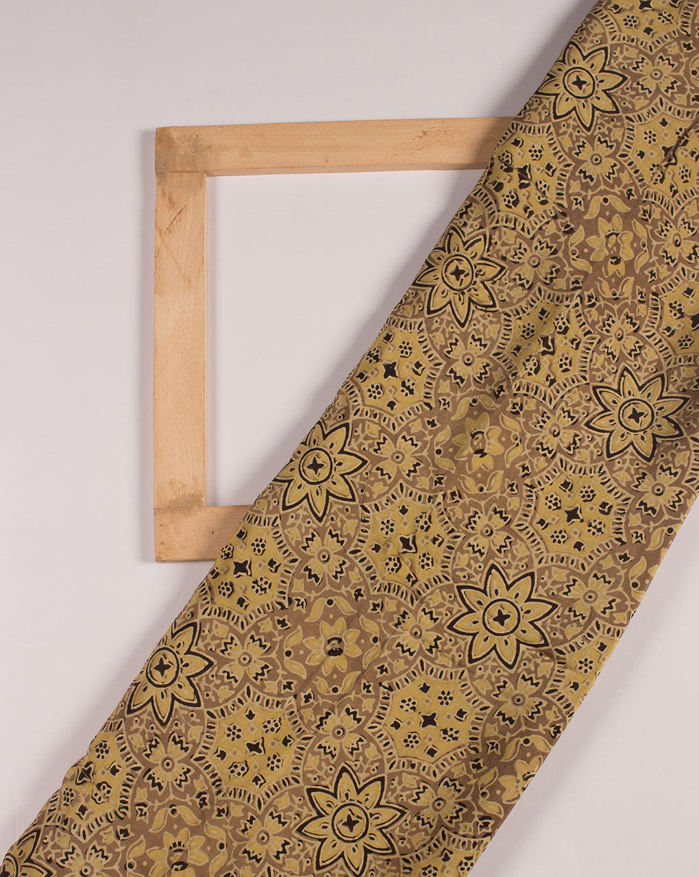 Floral Natural Dye Ajrak Hand Block Santoon Viscose Fabric - Fabriclore.com