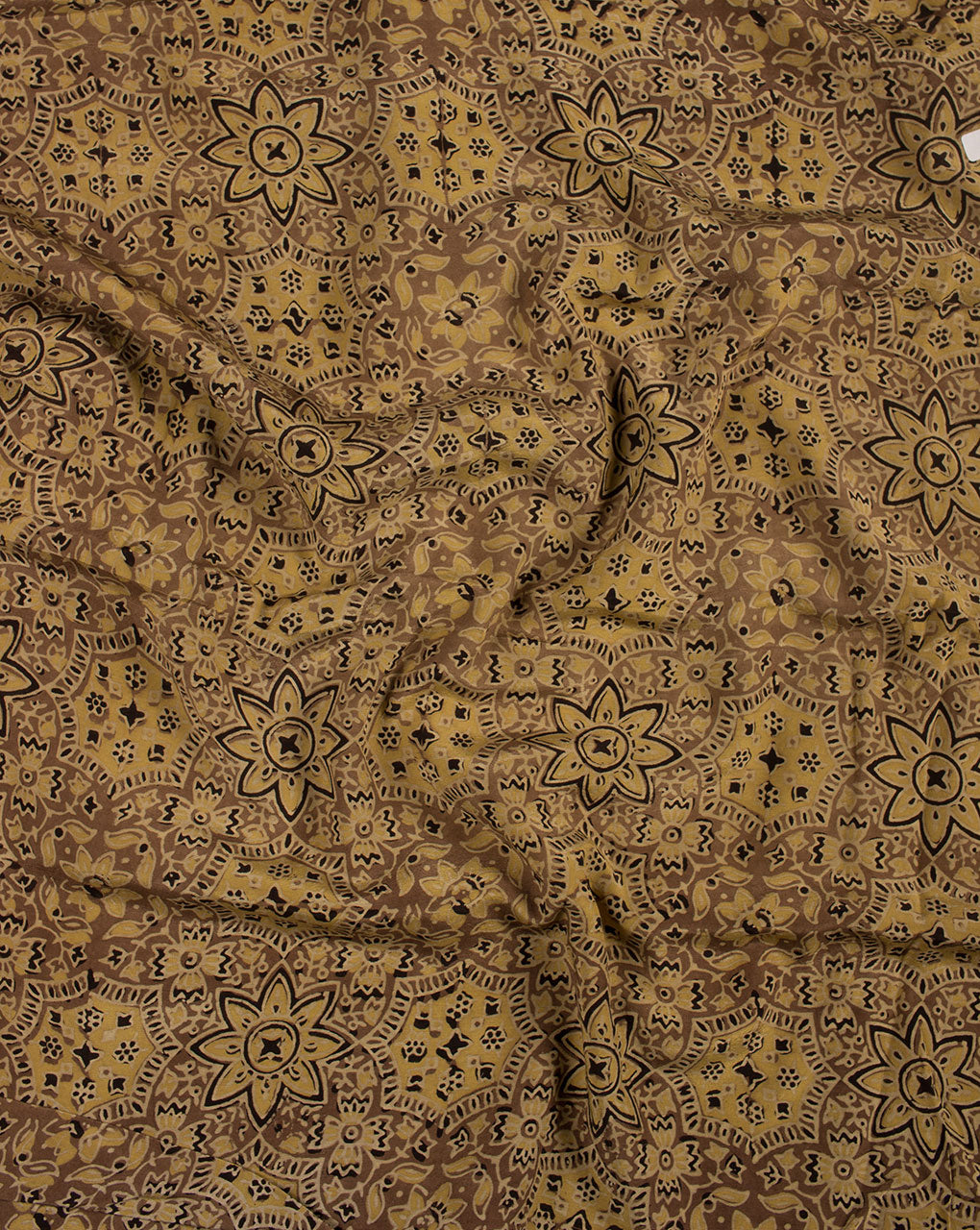Floral Natural Dye Ajrak Hand Block Santoon Viscose Fabric - Fabriclore.com