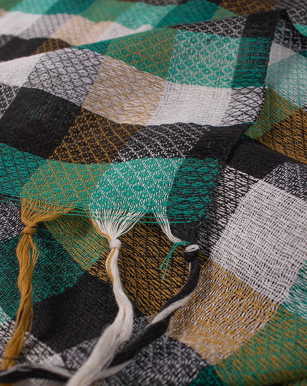 Checks Woven Bhagalpuri Cotton Stole - Fabriclore.com