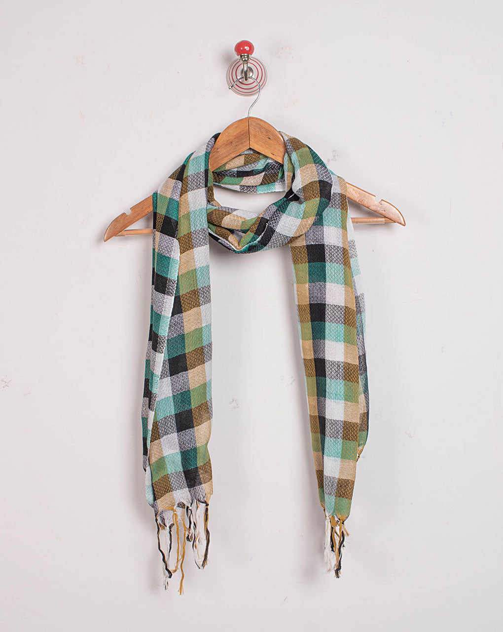 Checks Woven Bhagalpuri Cotton Stole - Fabriclore.com