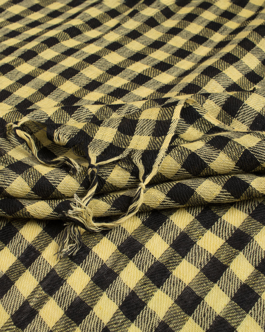 Yellow Checks Woven Bhagalpuri Cotton Stole - Fabriclore.com