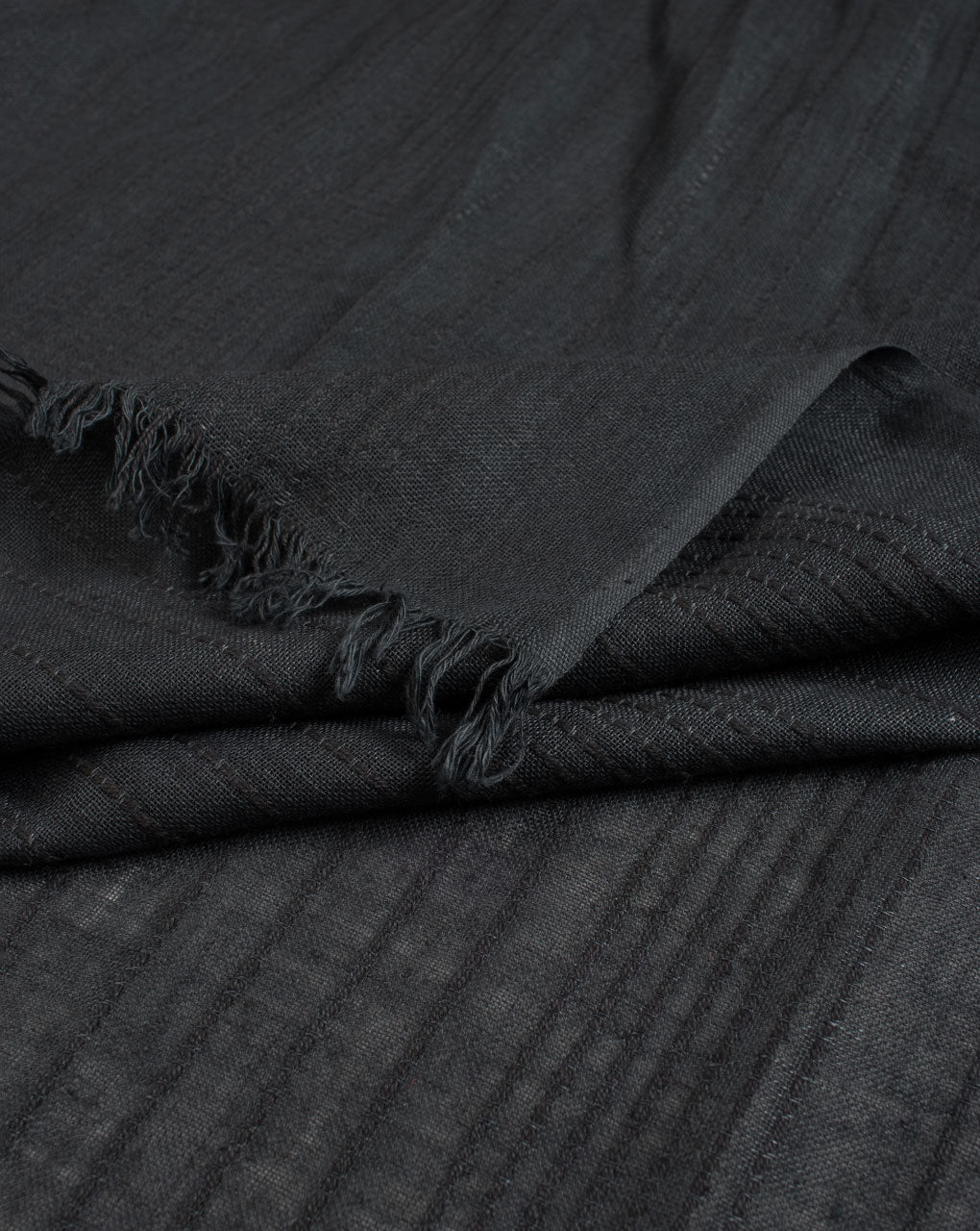 Charcoal Grey Stripes Woven Bhagalpuri Cotton Stole - Fabriclore.com