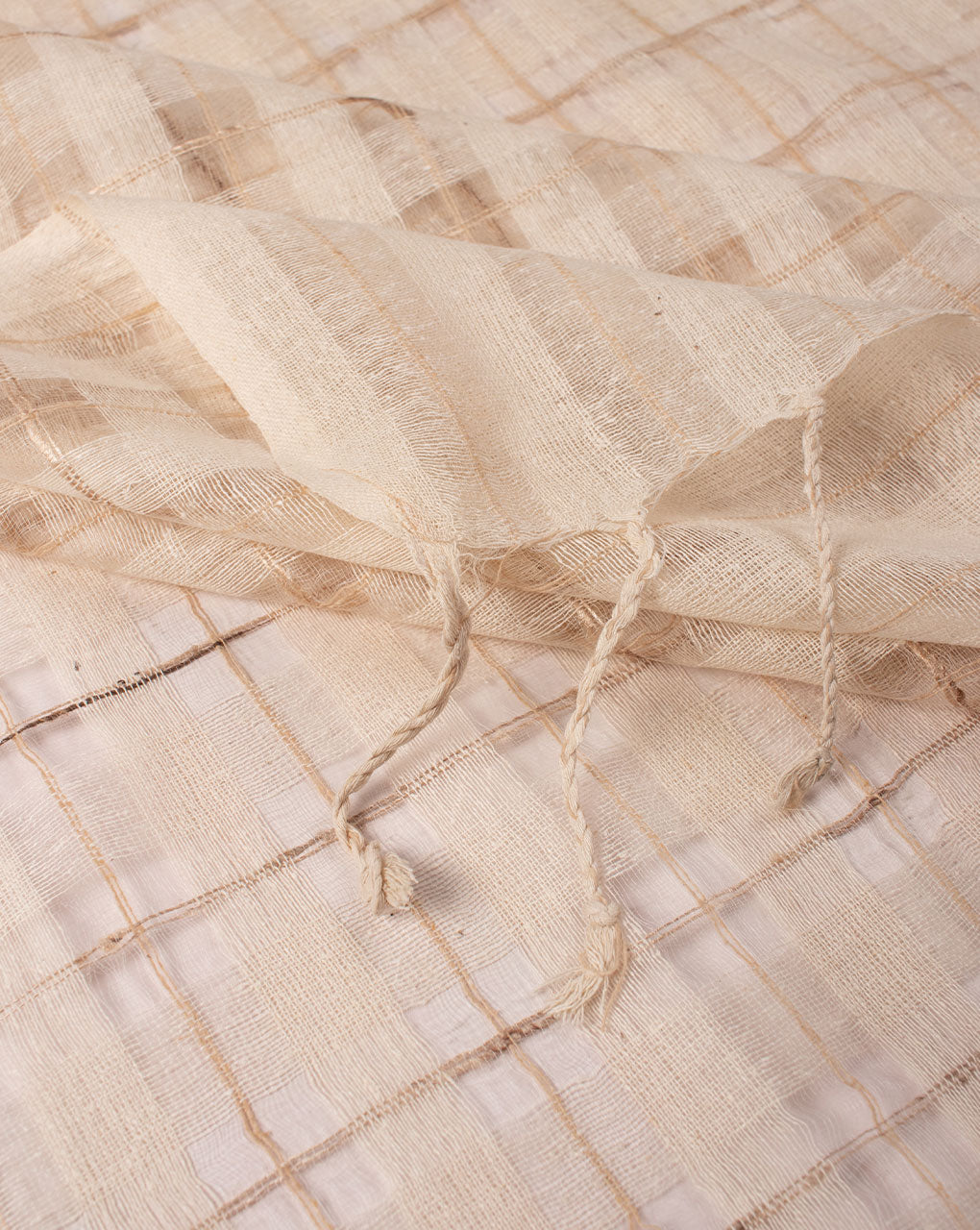 Checks Woven Bhagalpuri Cotton Stole - Fabriclore.com