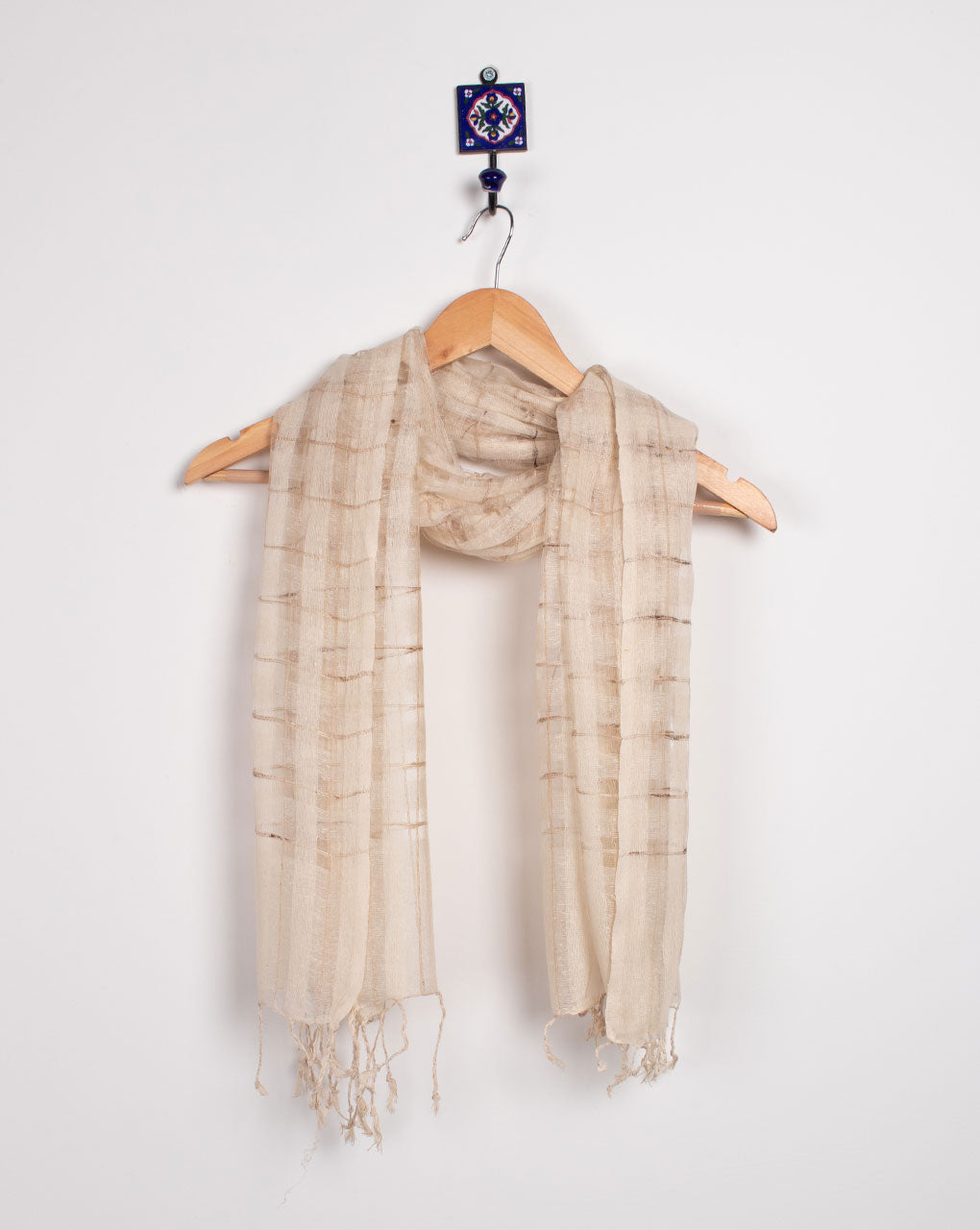 Checks Woven Bhagalpuri Cotton Stole - Fabriclore.com