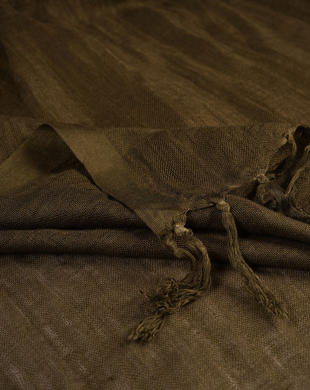 Olive Green Plain Woven Bhagalpuri Viscose Linen Stole - Fabriclore.com