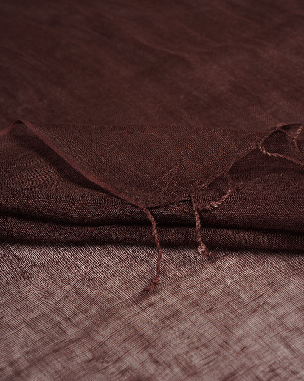 Dark Brown Plain Woven Bhagalpuri Linen Stole - Fabriclore.com