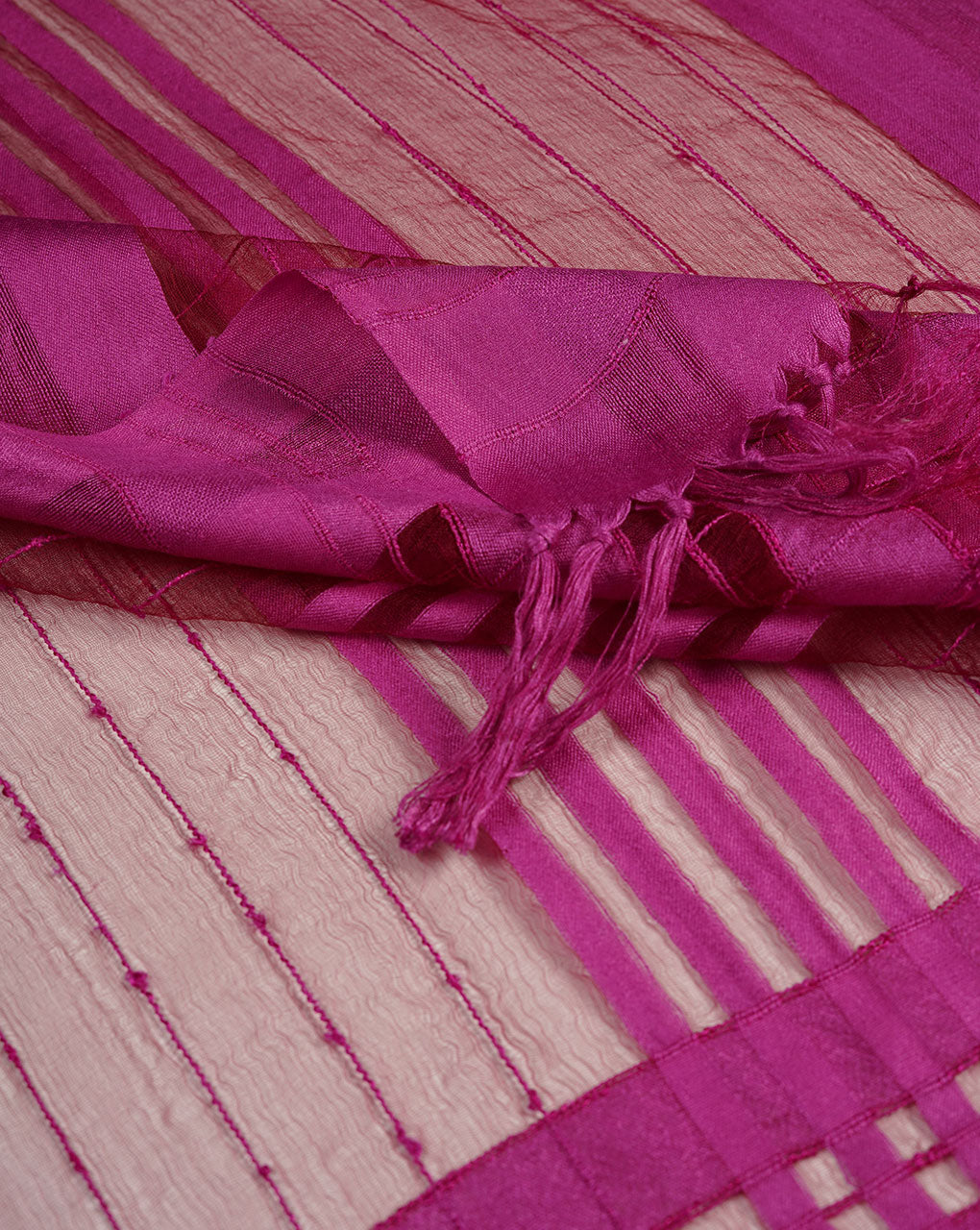 Stripes Woven Bhagalpuri Tussar Silk Stole - Fabriclore.com