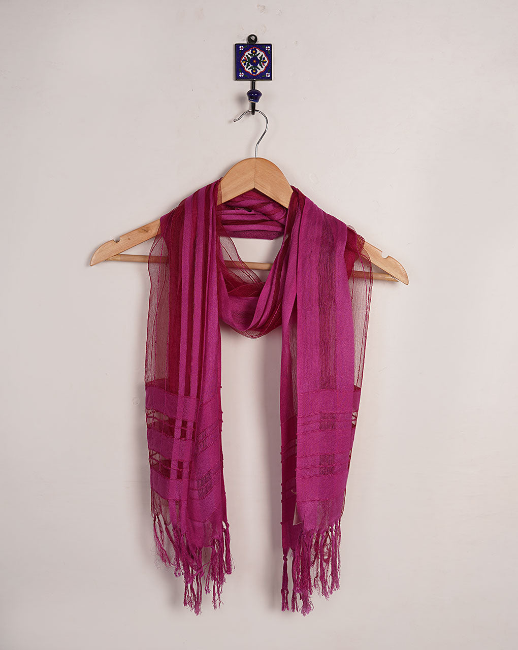 Stripes Woven Bhagalpuri Tussar Silk Stole - Fabriclore.com