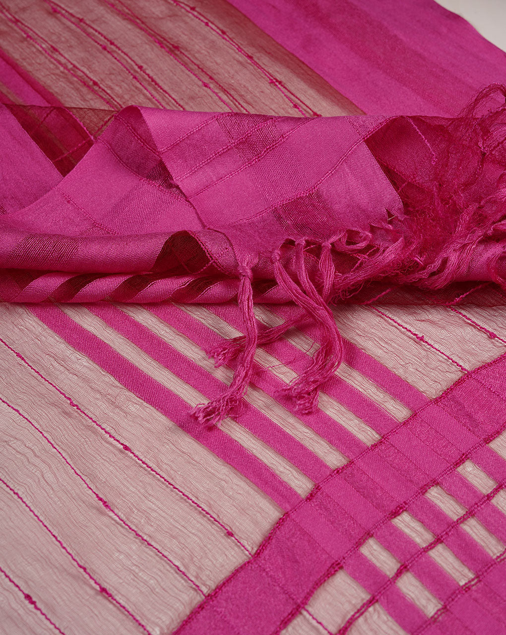 Stripes Woven Bhagalpuri Tussar Silk Stole - Fabriclore.com