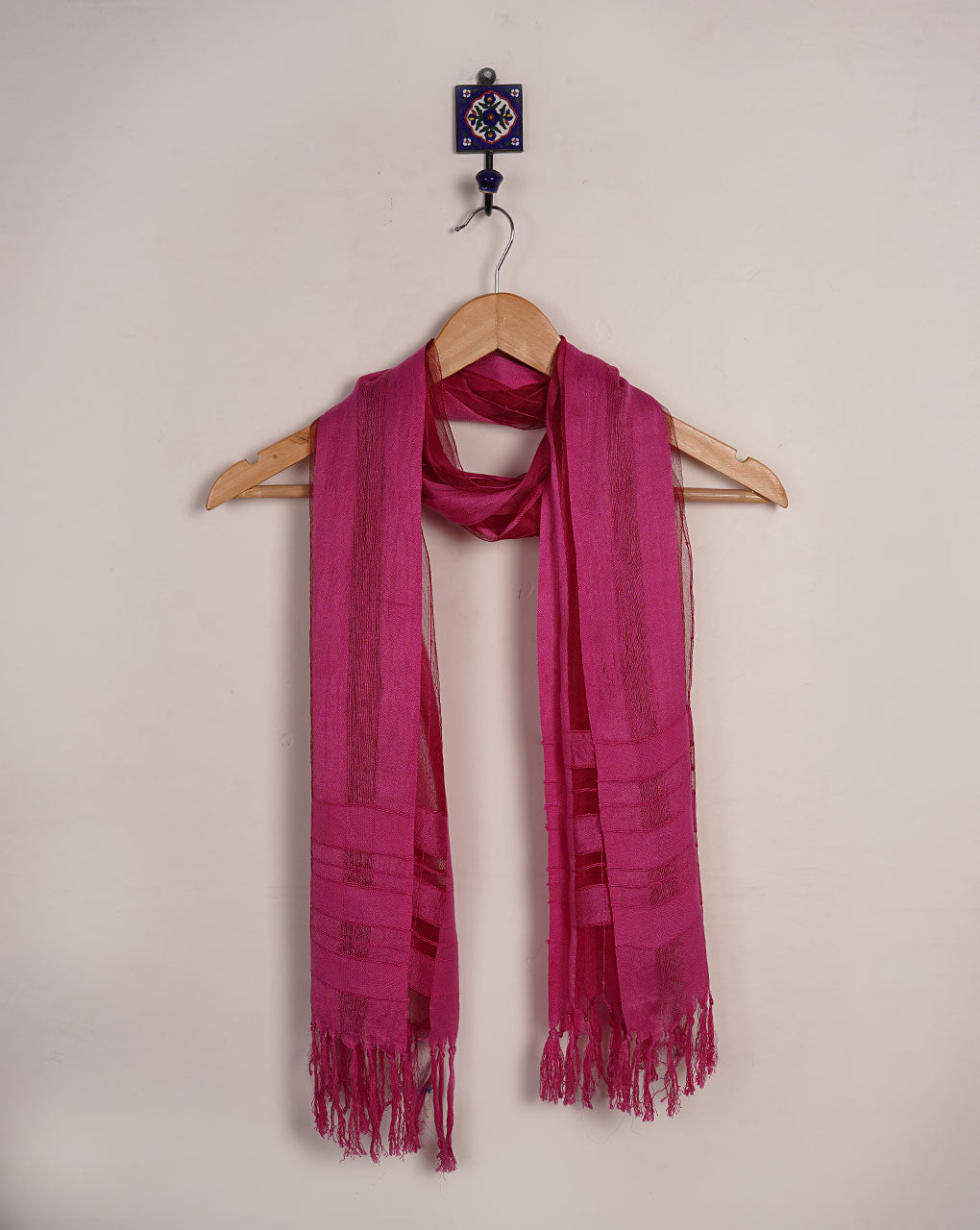 Stripes Woven Bhagalpuri Tussar Silk Stole - Fabriclore.com