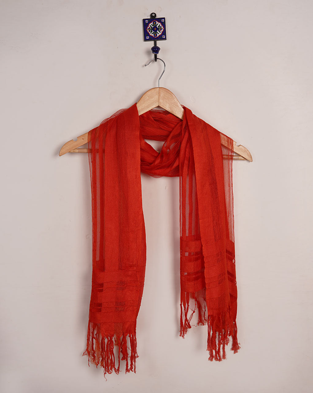 Strips Woven Bhagalpuri Tussar Silk Stole - Fabriclore.com