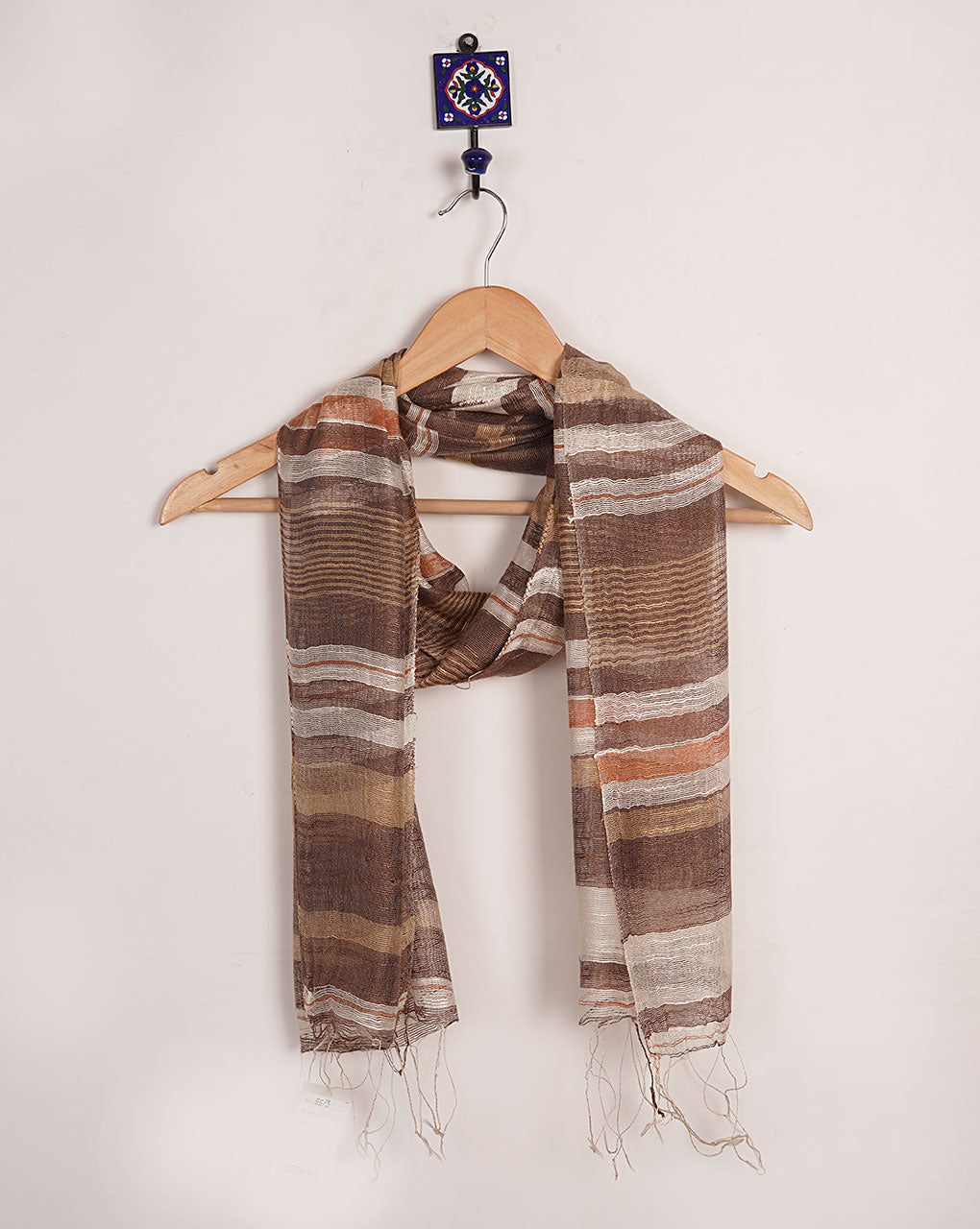 Stripes Woven Bhagalpuri Tussar Silk Stole - Fabriclore.com