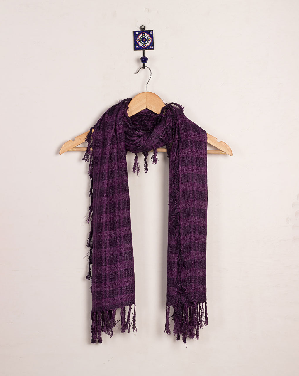 Checks Woven Bhagalpuri Viscose Stole - Fabriclore.com