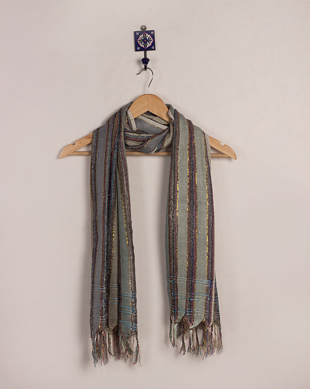 Stripes Woven Bhagalpuri Viscose Stole - Fabriclore.com