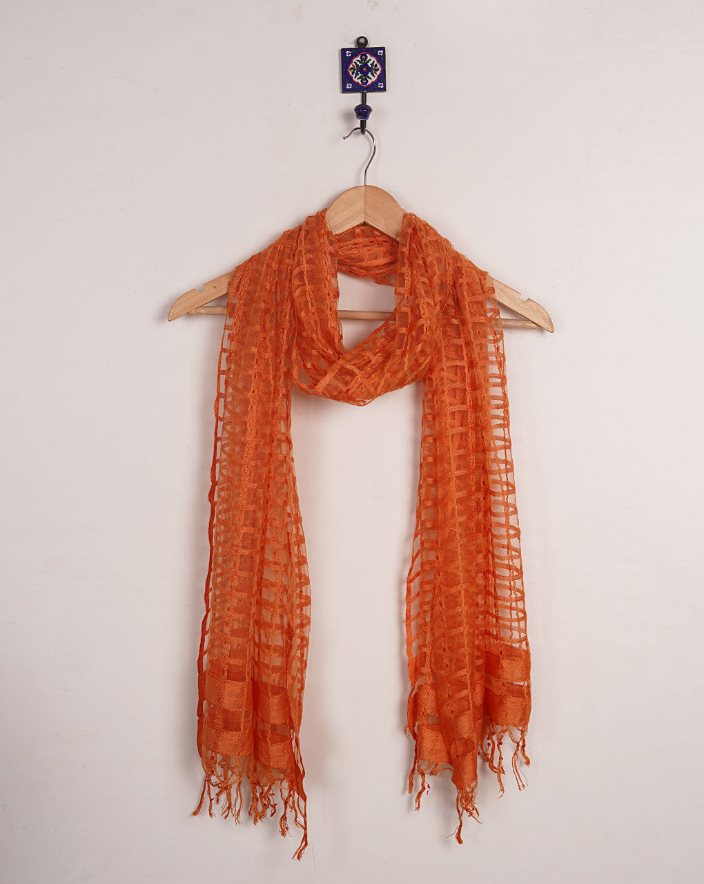 Checks Woven Bhagalpuri Viscose Stole - Fabriclore.com