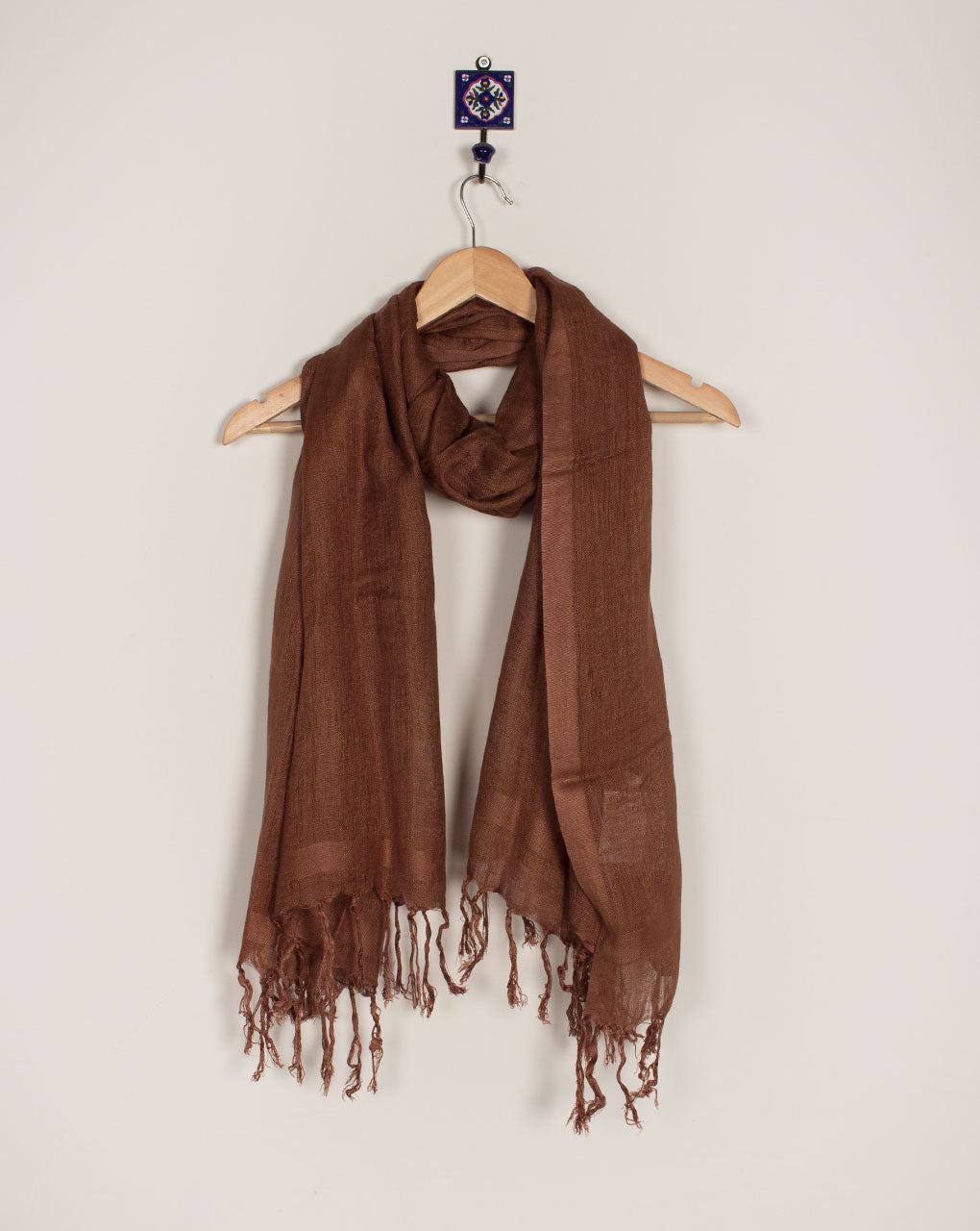 Brown Plain Woven Bhagalpuri Viscose Stole